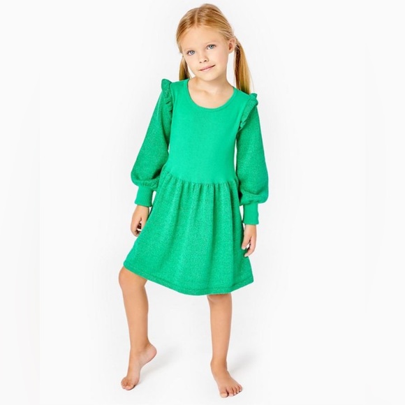 🆕Lilly Pulitzer Caila sweater dress Botanical Green Metal Sz Large(8-10) I1 - Picture 2 of 8